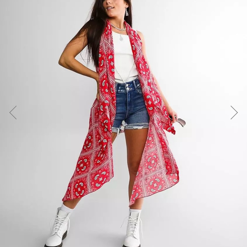 Crinkle cut raw hem flyaway kimono